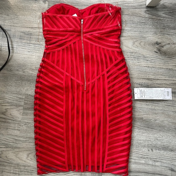 NWT Cache Vibrant Red Sexy Strapless Piped Seaming Dress Sz 4 - Picture 2 of 9